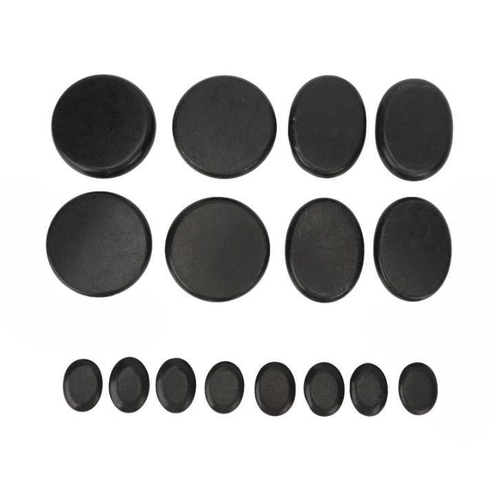 Coffret bien-être de seize pierres chaudes en basalte