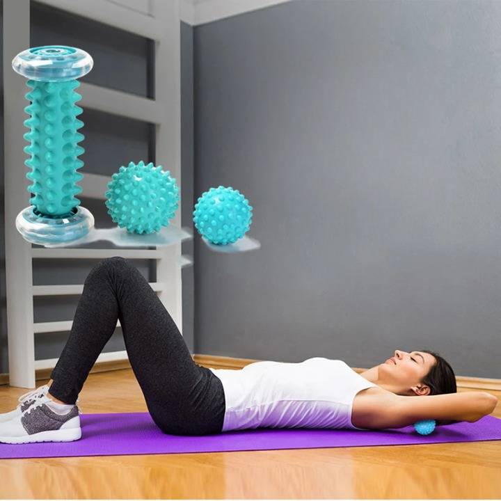 Kit de massage avec rouleau et balles cloutées