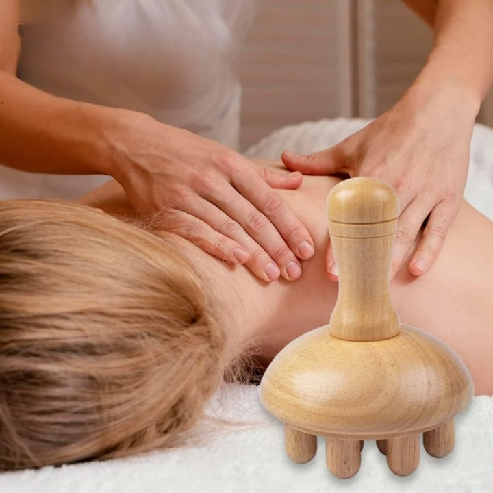 Outil de massage en bois en forme de champignon