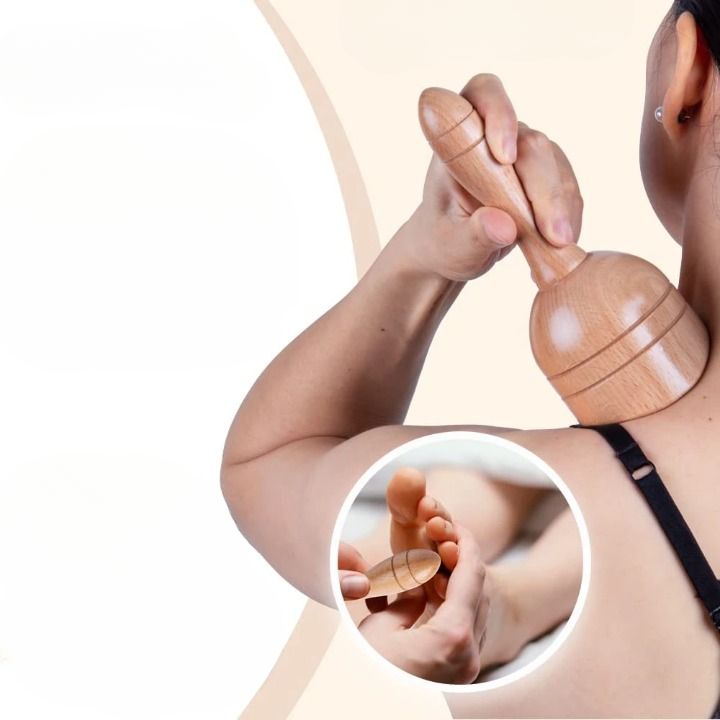 Tasse de massage en bois avec poignée