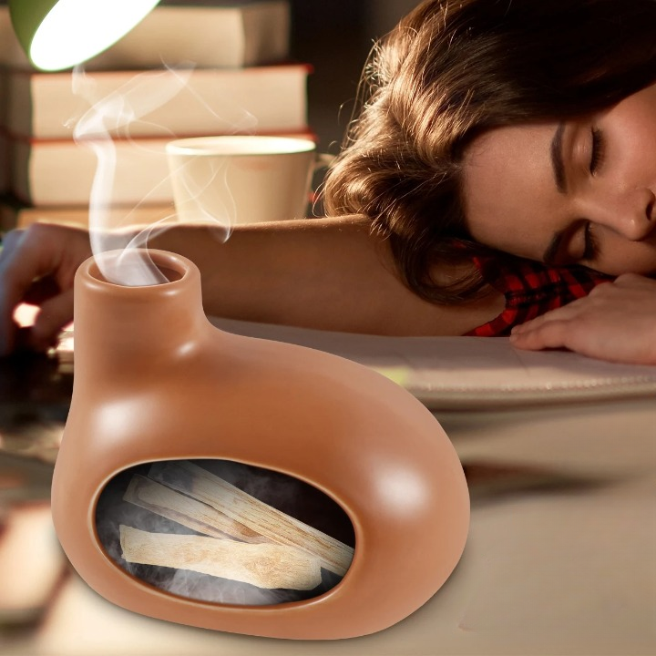 Lot de deux portes encens avec petite cheminée