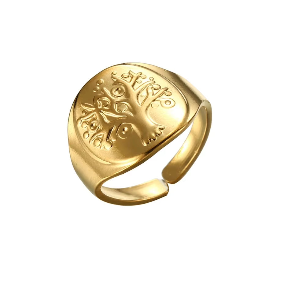 Bague Arbre de Vie Ouverte et Vintage sur fond blanc