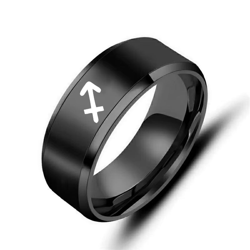 Bague Signe Astrologique Noire et Épurée
