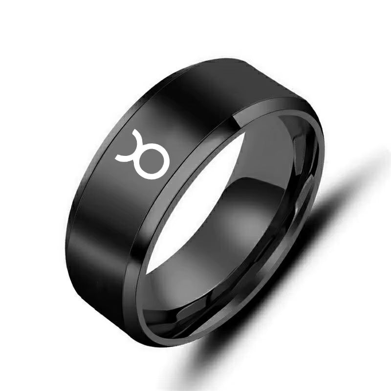 Bague Signe Astrologique Noire et Épurée