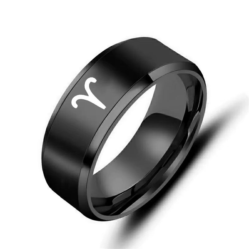 Bague Signe Astrologique Noire et Épurée