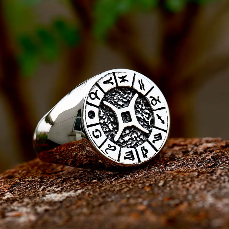 Bague Signe Astrologique Polie Style Vintage