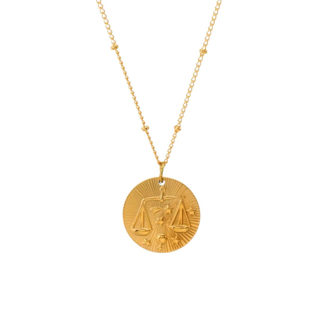 Collier Signe Astrologique avec Pendentif Rond sur fond blanc