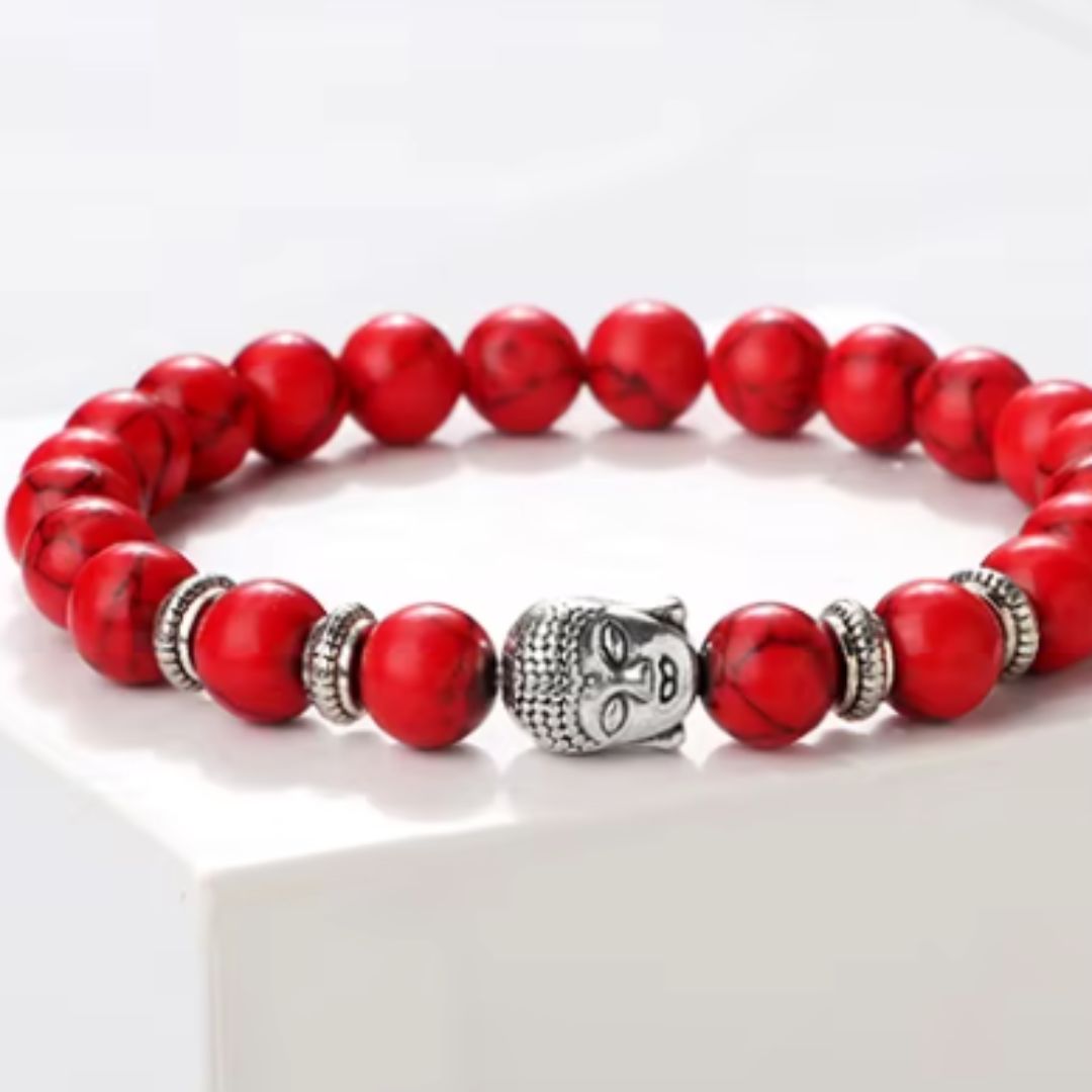 Bracelet Bouddha Howlite Rouge
