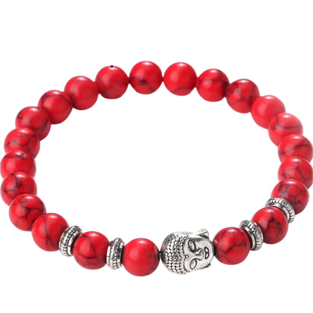 Bracelet Bouddha Howlite Rouge