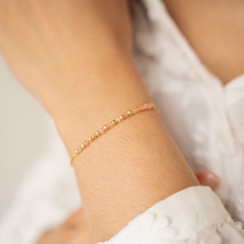 Bracelet fin en pierres naturelles - Quartz Fraise
