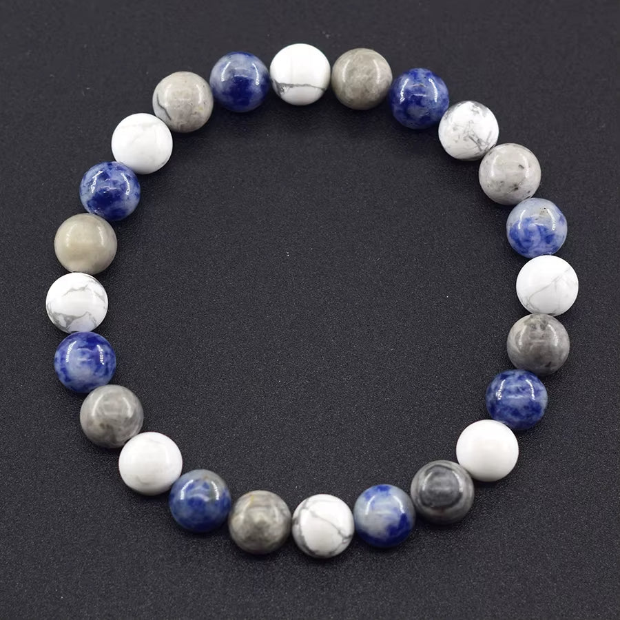 Bracelet pour Maigrir en Howlite et Sodalite sur fond noir