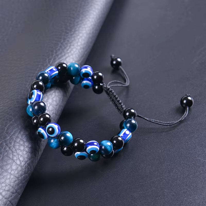 Bracelet de Protection avec Pierre d’Oeil de Tigre Bleue