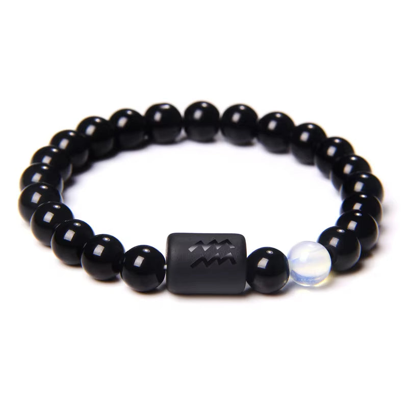 Bracelet Signe Astrologique Perles d’Onyx