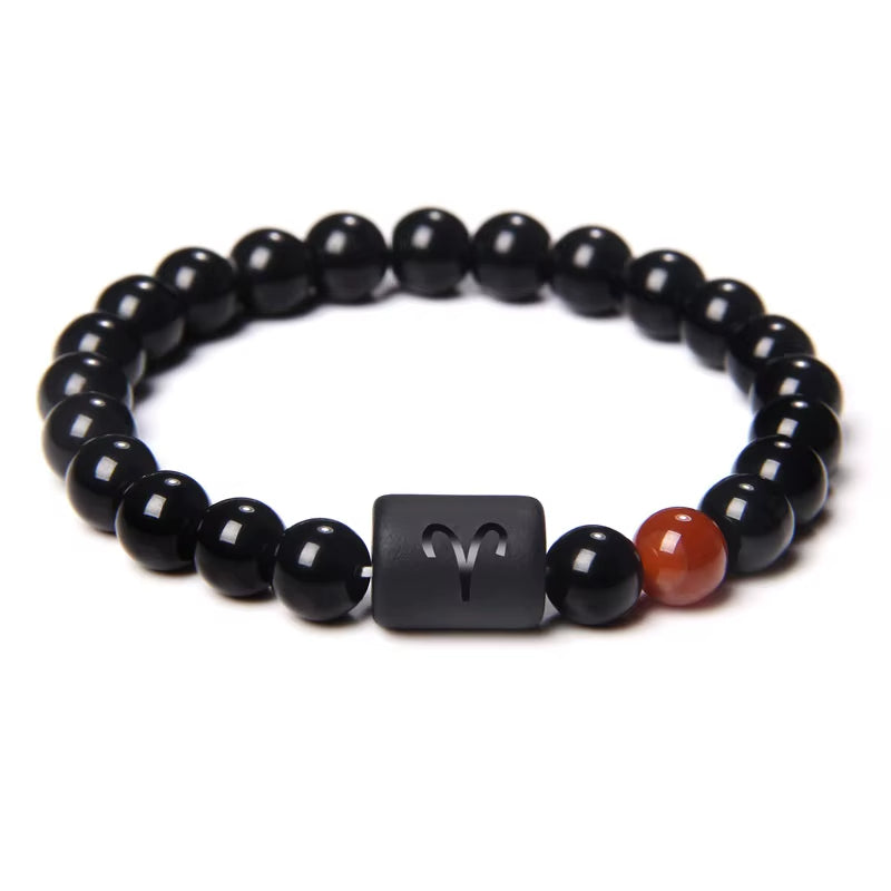 Bracelet Signe Astrologique Perles d’Onyx