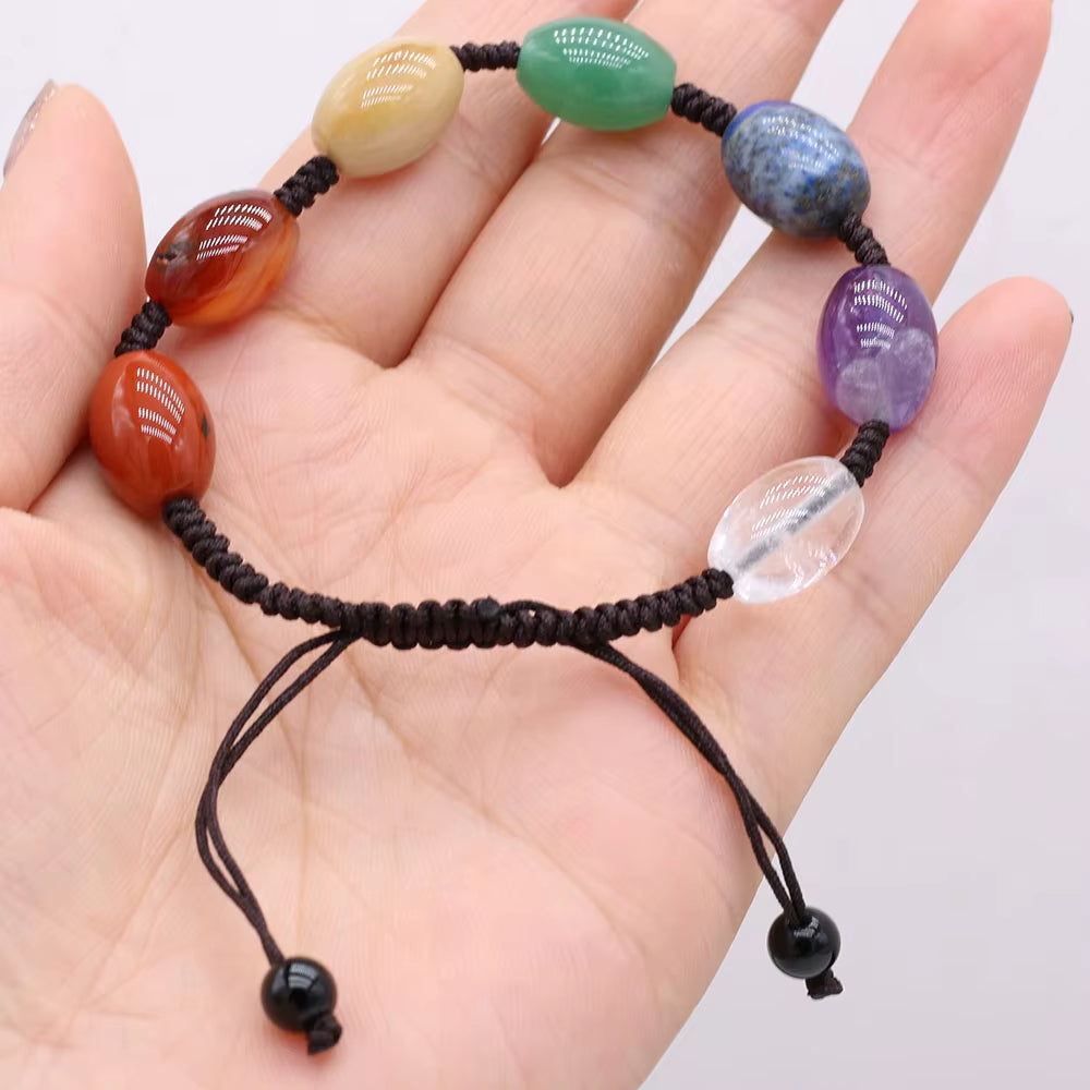 Bracelets 7 Chakras Tressé avec Pierres Naturelles
