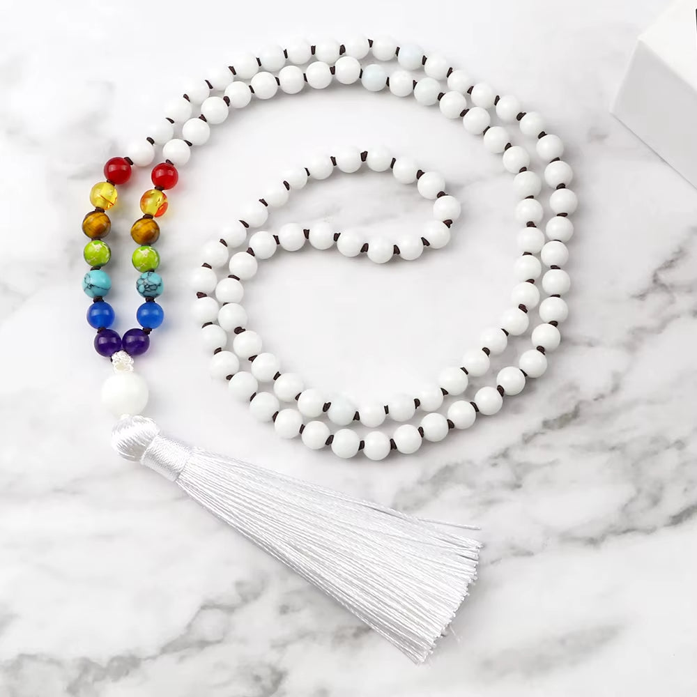 Collier 7 Chakras Blanc et Epuré