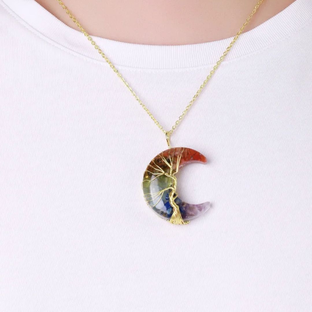 Collier 7 Chakras Croissant de Lune