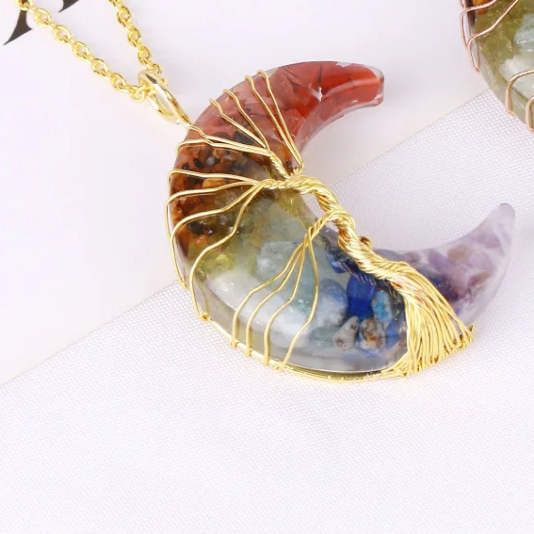 Collier 7 Chakras Croissant de Lune