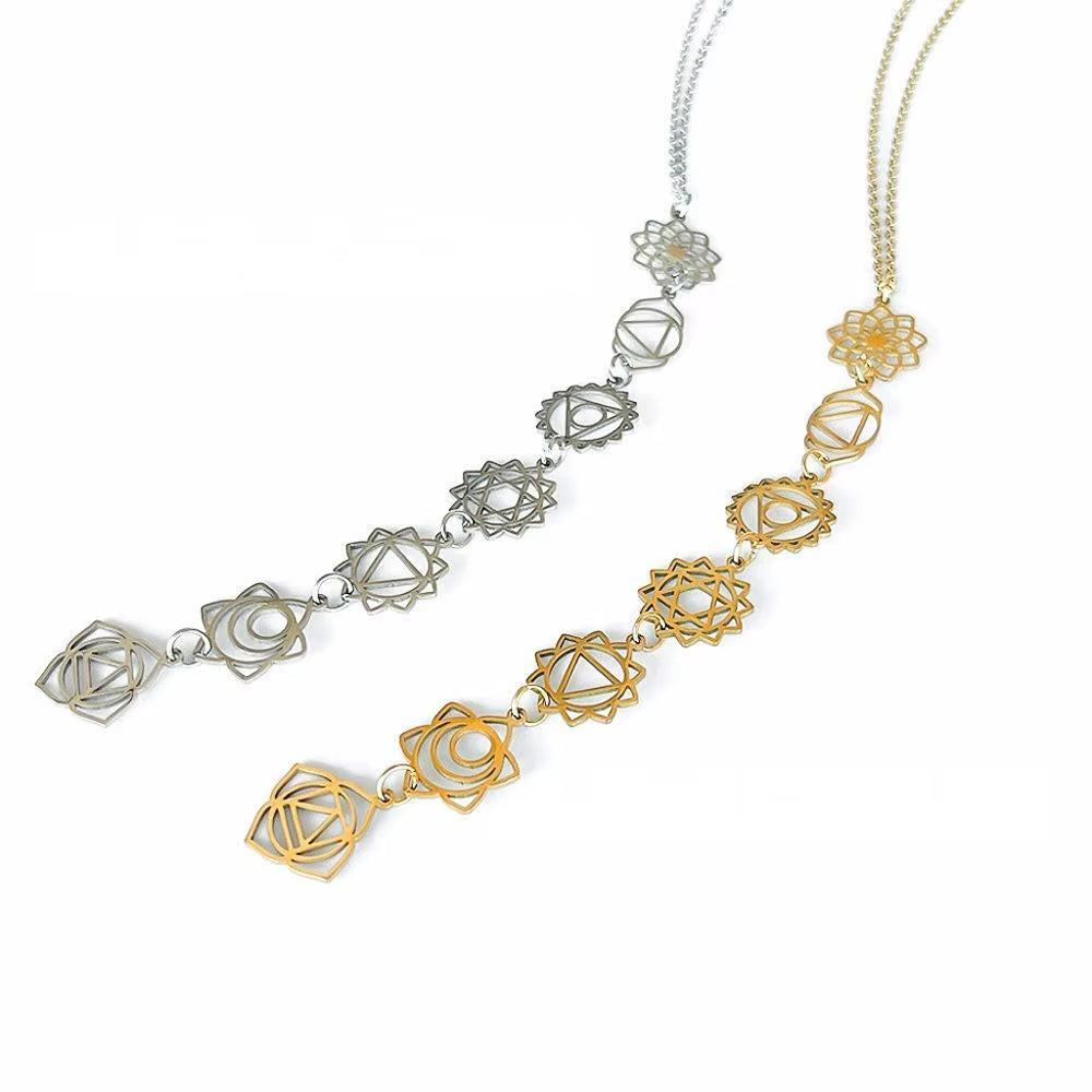 Collier 7 Chakras Long en Acier inoxydable