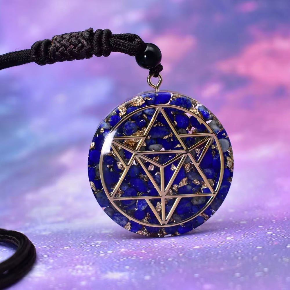 Collier Orgonite Merkaba en Lapis Lazuli