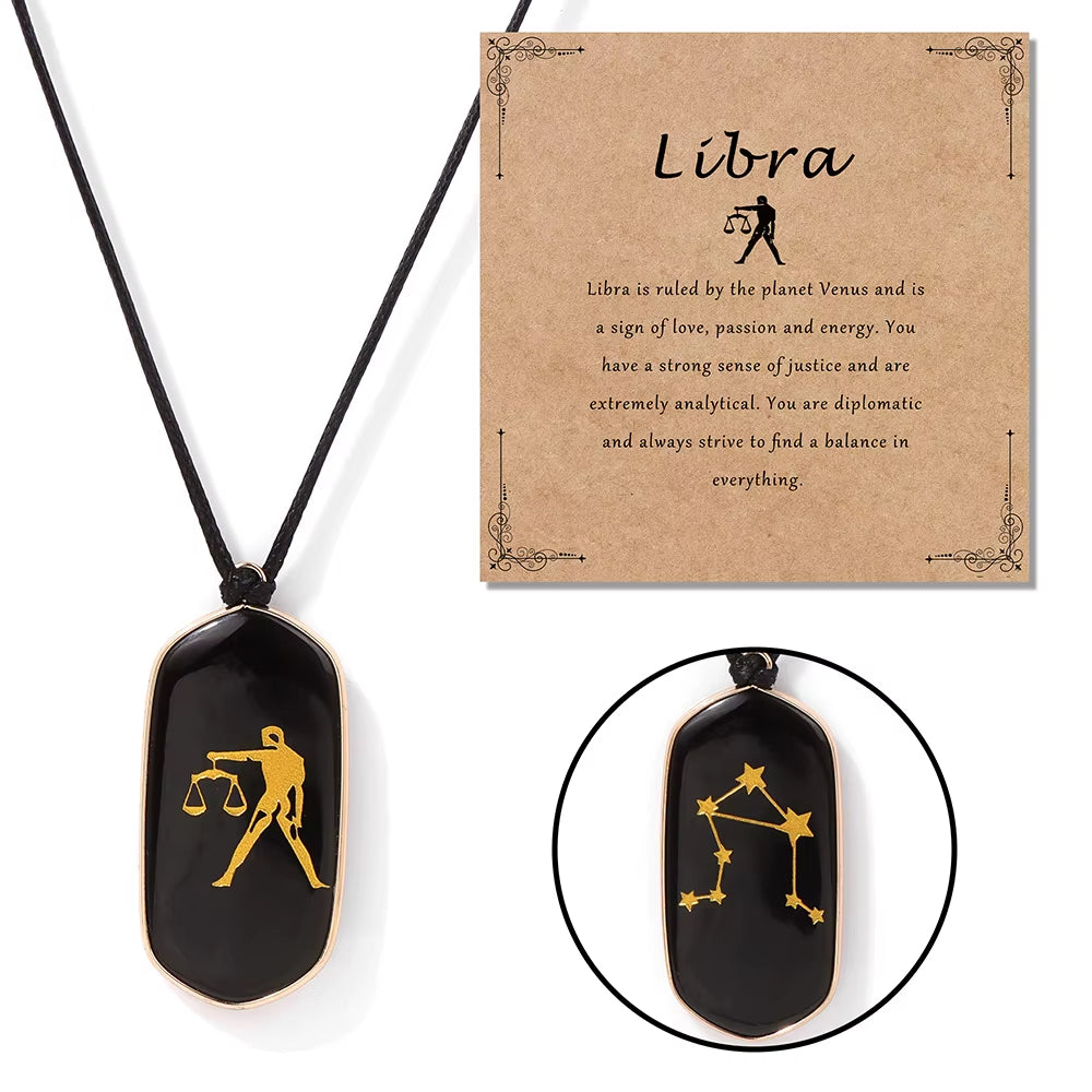 Collier Signe Astrologique en Pierre d’Obsidienne