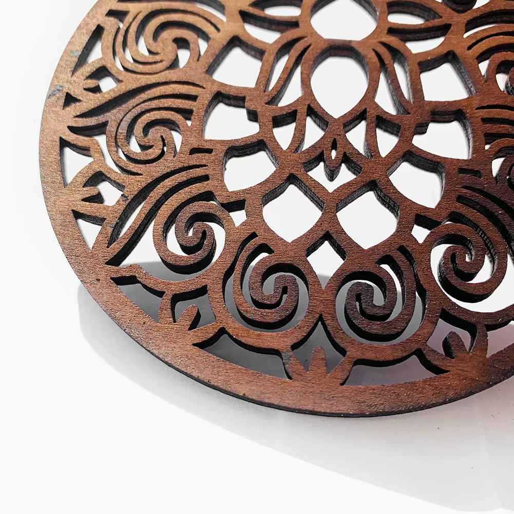 Dessous de Verre Design Mandalas en Bois