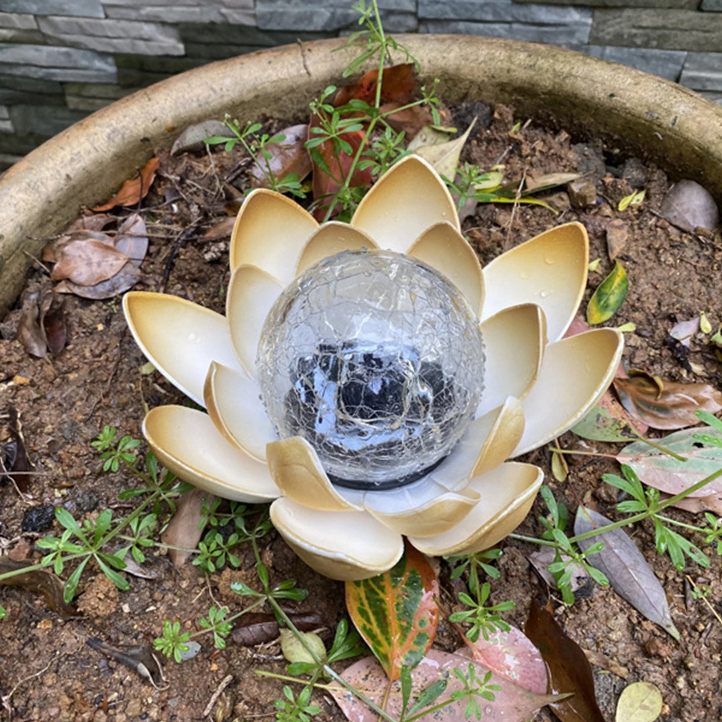 Lampe d'ambiance solaire pour jardin en forme de fleur de lotus