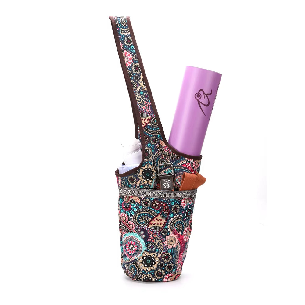 Sac Yoga Multicolore à Imprimé Floral sur fond blanc