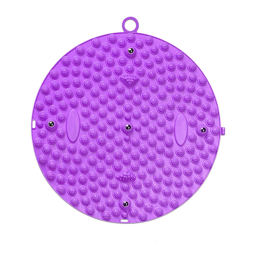 Tapis Acupression Rond et Violet sur fond blanc