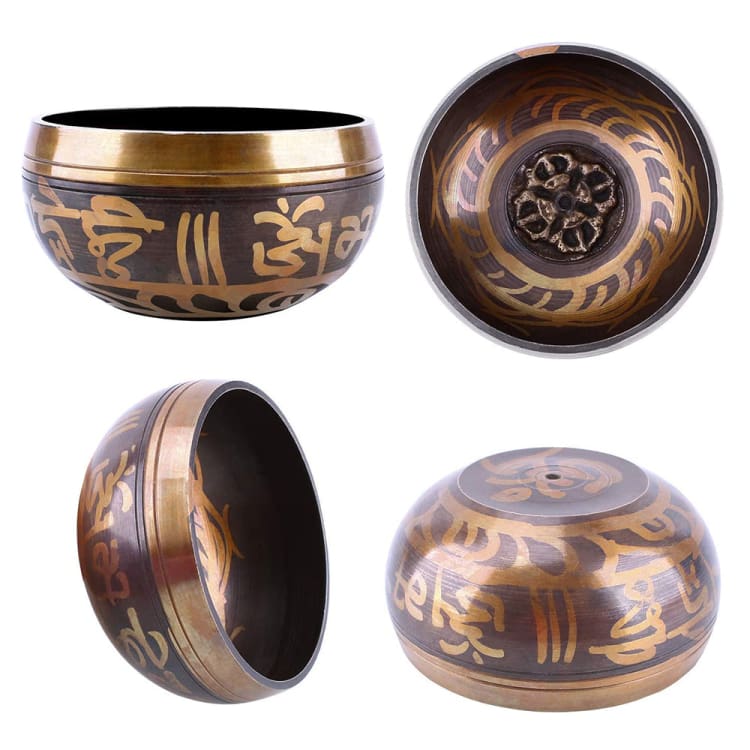 Bol tibétain avec bâton en bois et coussin de résonance