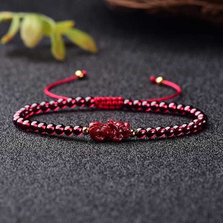 Bracelet de chance en Grenat Rouge - Pi Xiu - Bracelet