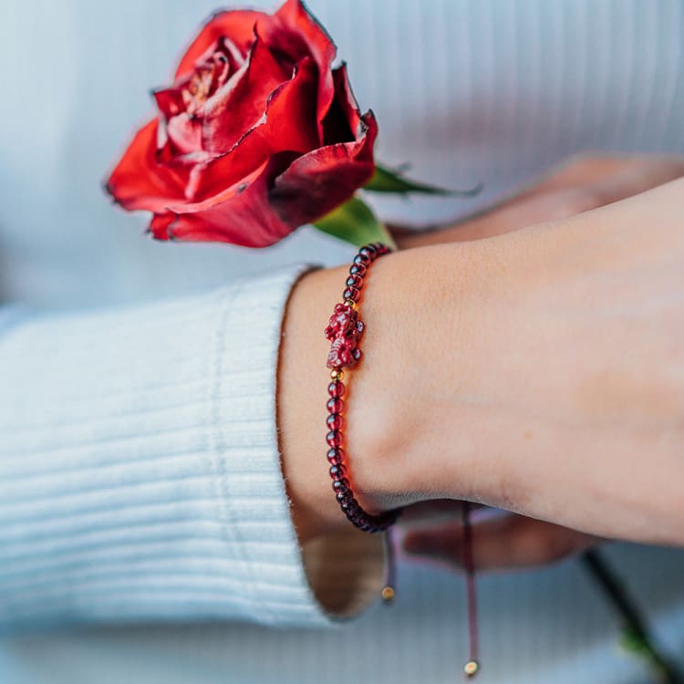 Bracelet de chance en Grenat Rouge - Pi Xiu - Bracelet