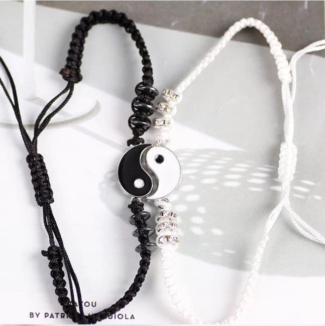 Bracelet Symbolique Yin Yang Aimants VNOX Bracelet Couple Infinity Symbole Coeur Acier Inoxydable Tissé à La Main Couple Bracelet Yin Yang Pour Elle Et Son Partenaire Valentine Cadeau (FBM-1 Cadeau Saint Valentin - 1