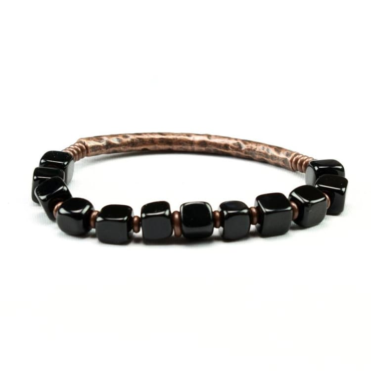 Bracelet «Equilibre» en Cuivre et Obsidienne - Bracelet