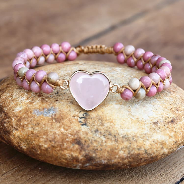 Bracelet en rhodonite rose le bracelet de l'amitié