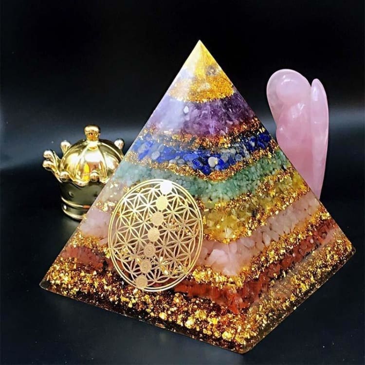 Soulnioi Grande pyramide d'orgonite de 9,7 cm, générateur d'énergie  positive en quartz naturel avec pendentif en orgonite pour l'équilibre des