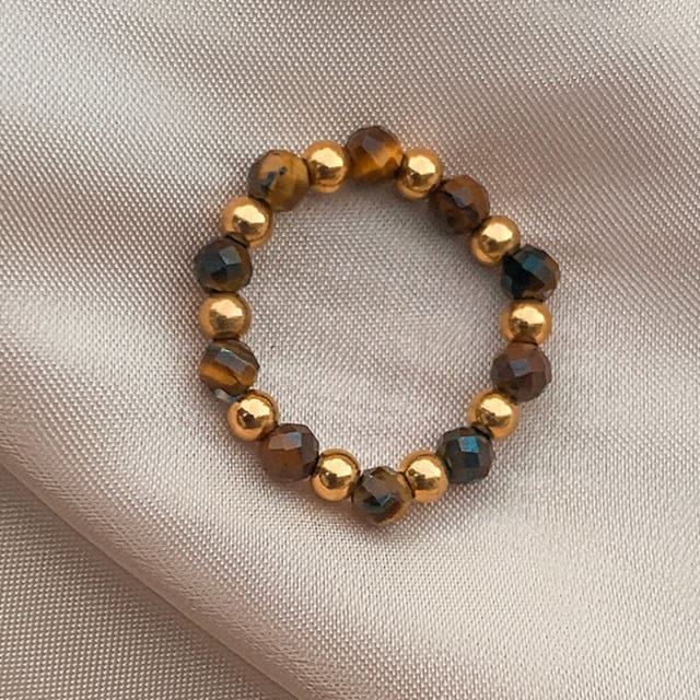 Trio de Bagues en perles d’Œil de Tigre