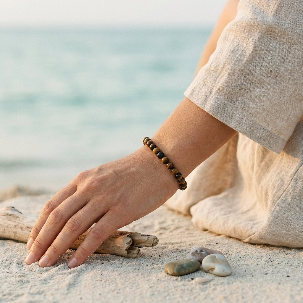 Bracelet fin Œil de Tigre, Protection et Ancrage