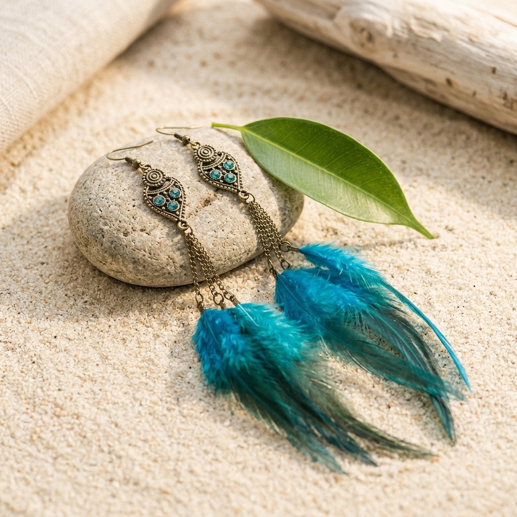 Boucles d'oreilles plume, l'appel de la nuit, légèreté et style