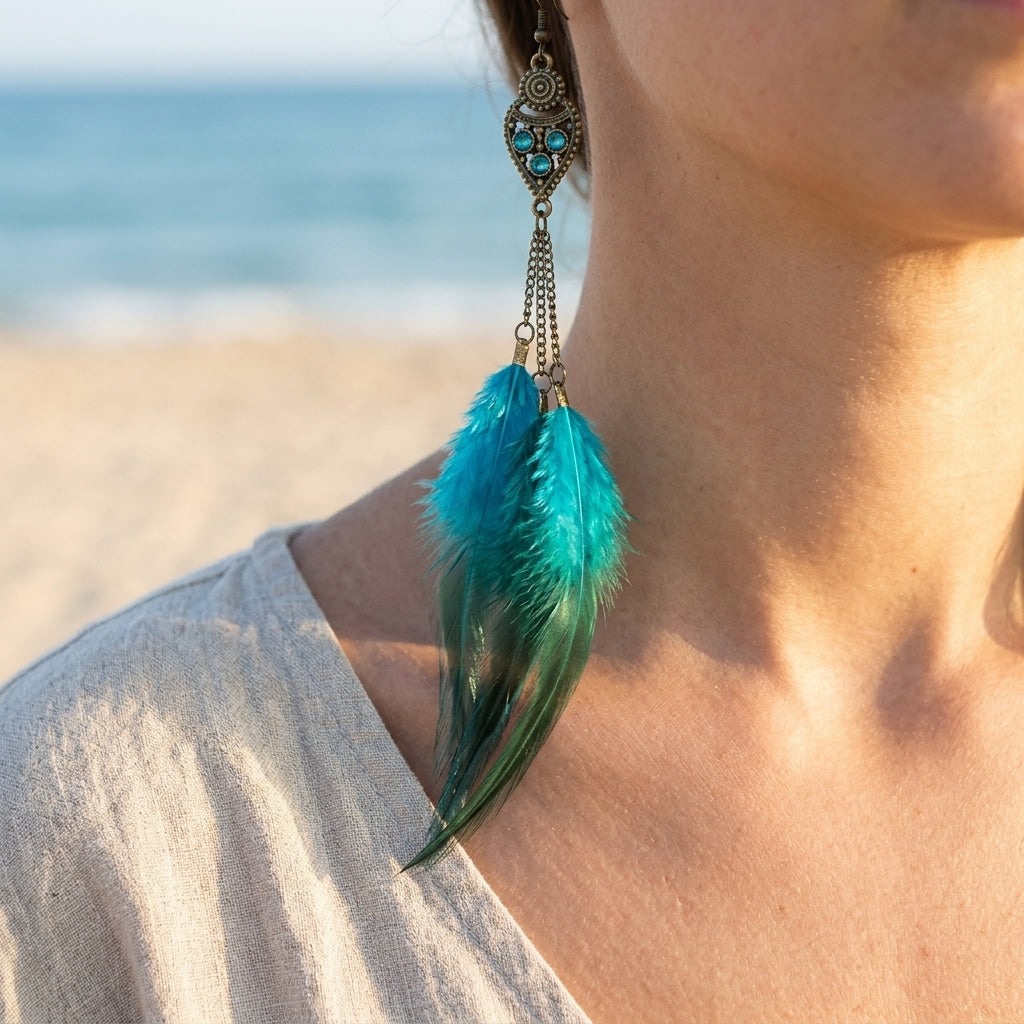 Boucles d'oreilles plume, l'appel de la nuit, légèreté et style