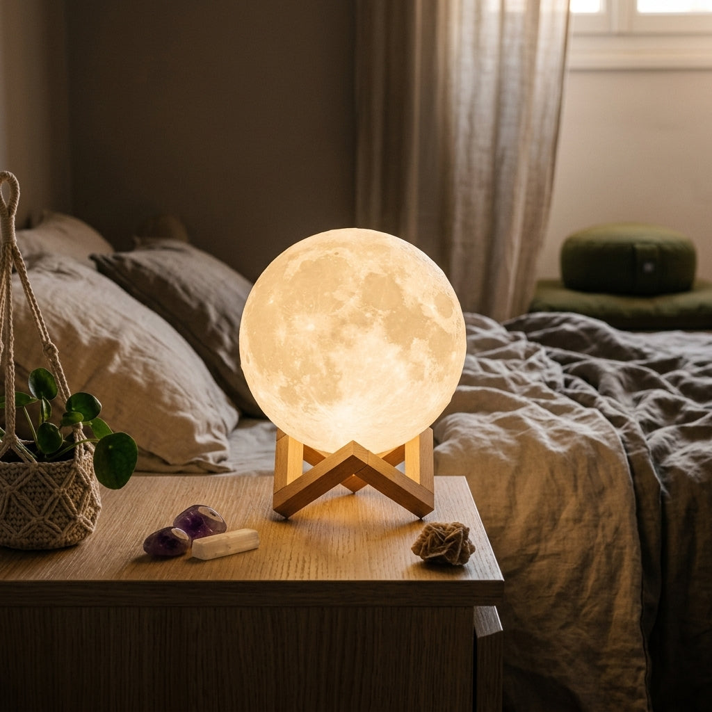 Lampe Lune LED 15 cm, Ambiance Douce et Apaisante
