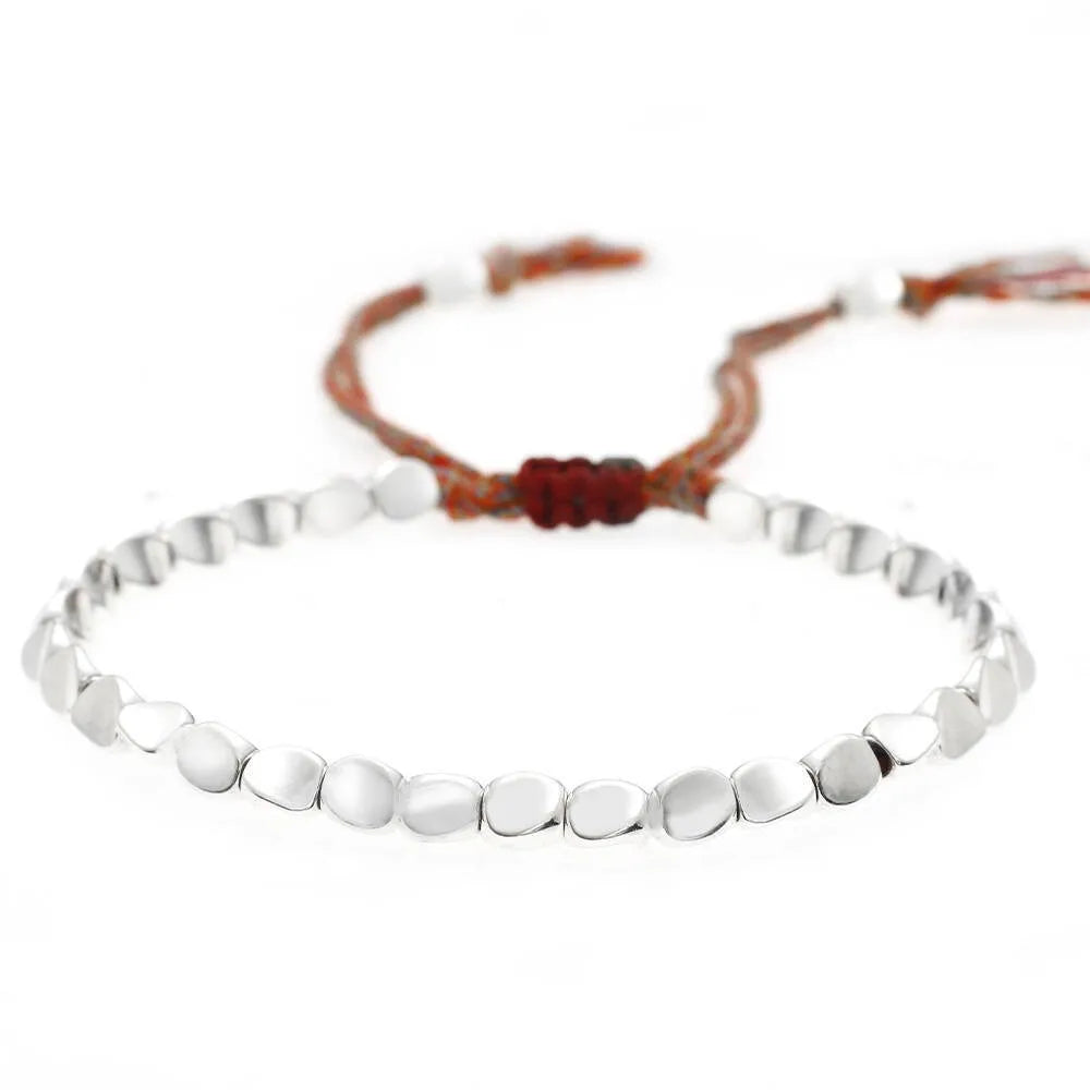 Bracelet tibétain perles argentées