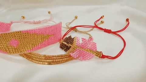 Trio de bracelets brésiliens été Pink Image