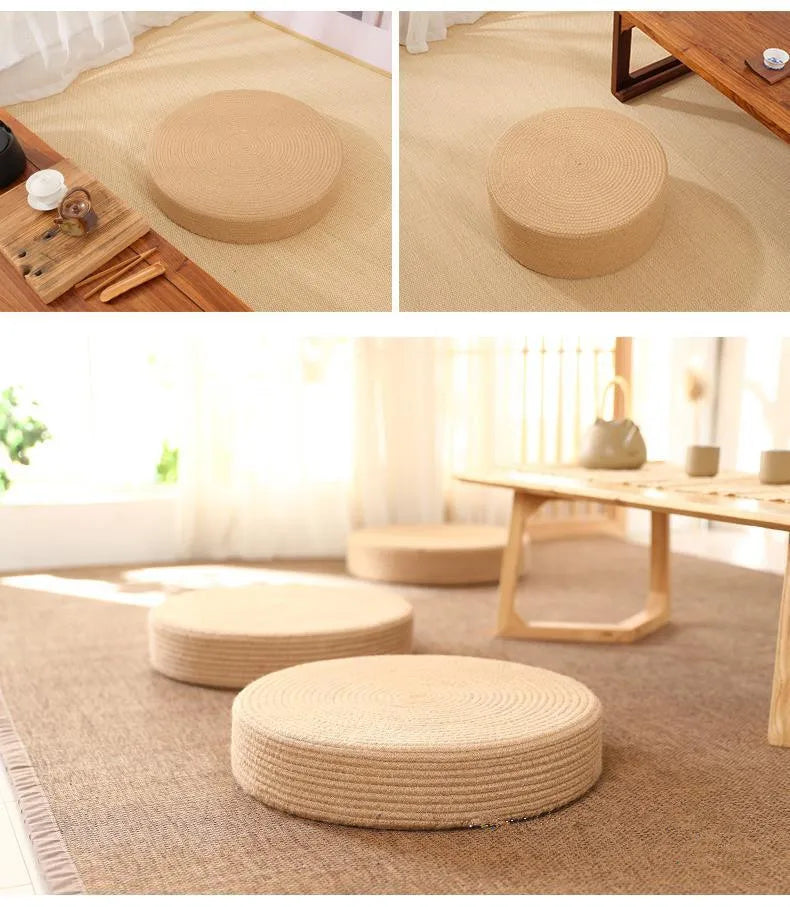 Coussin meditation en tatami naturel