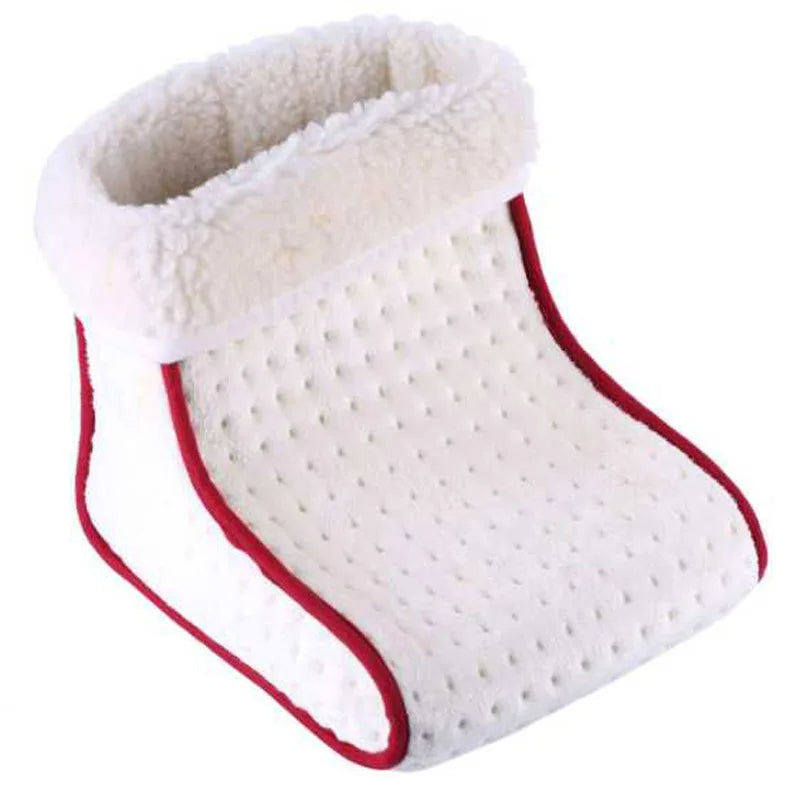 Dispositif de chauffage électrique pour pied en forme de chausson sur fond blanc