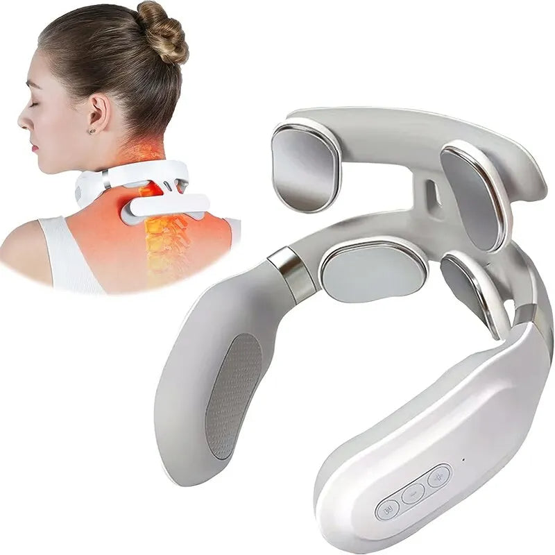 Dispositif de massage électrique vibrant et chauffant pour le cou