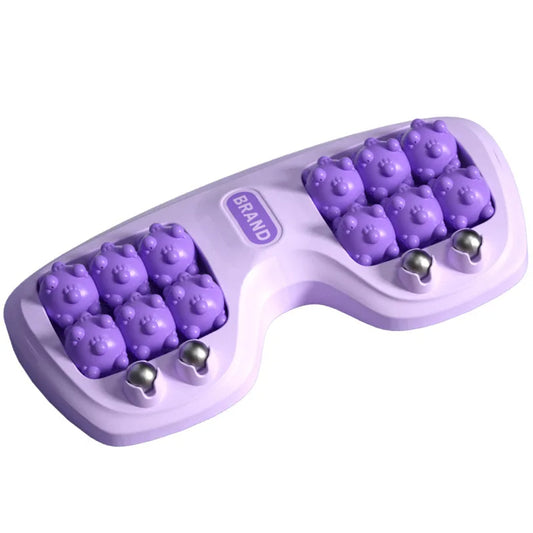 Dispositif de massage pour pieds avec boules sur fond blanc