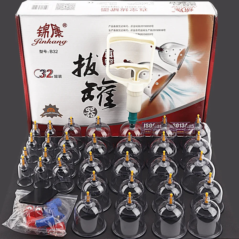 Lot de trente-deux ventouses d'acupuncture chinoise