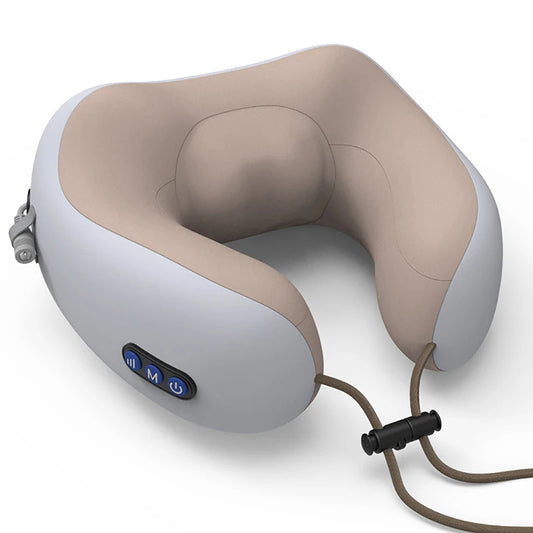 Oreiller de massage électrique en forme de U sur fond blanc