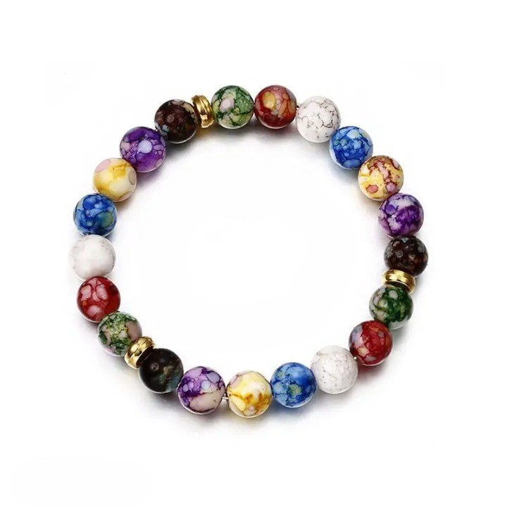 Bracelet sept chakras avec perles en pierres naturelles